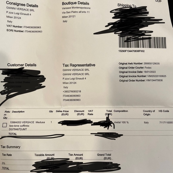 Versace “two tone” Cufflinks - Picture 9 of 9